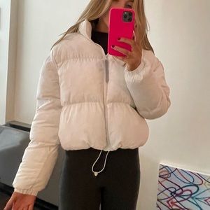 Fabletics White Cropped Puffer Jacket